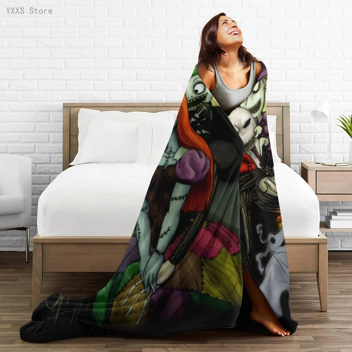 

Nightmare Before Christmas Jack Sherpa Blanket Warm Super Soft Flannel Office Nap Bedspread Sofa Bedding Plush Quilt Plaids 123