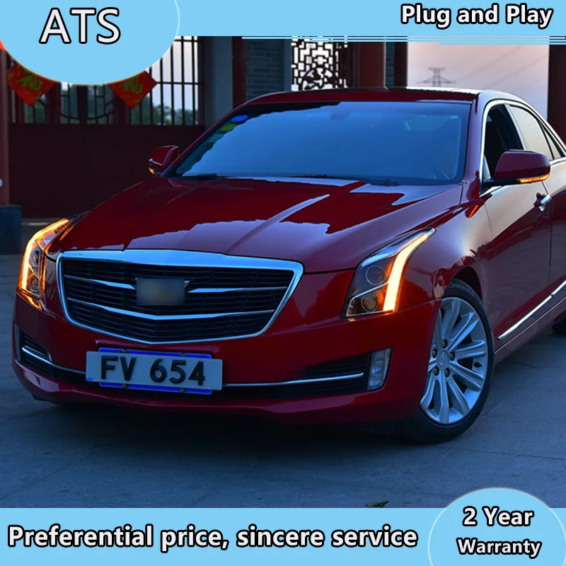 Светодиодные фары для Cadillac ATS 14-18 автомобильные все светодиодные DRL двойной луч H7