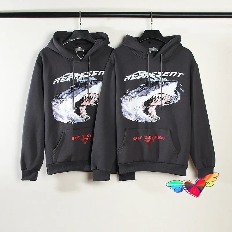 

Толстовка с капюшоном и принтом акулы, флисовая