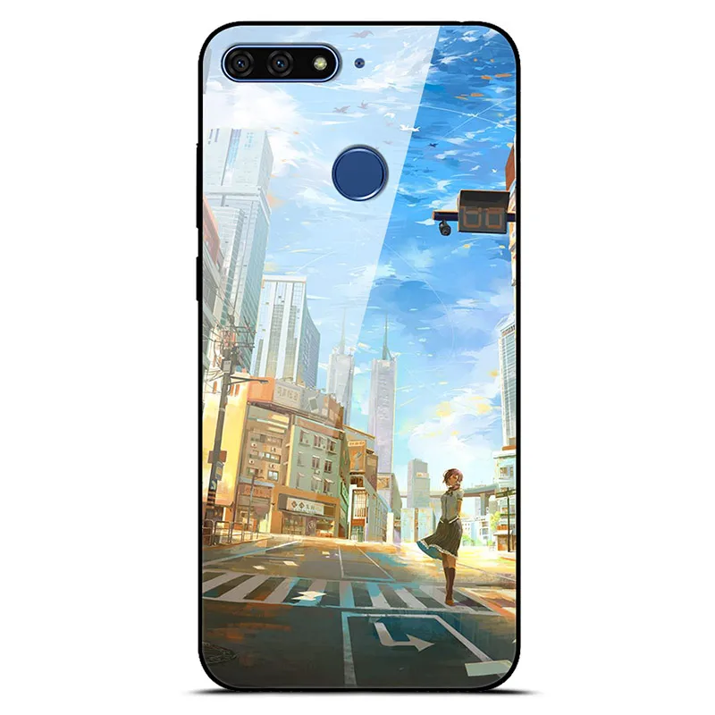 19 H для huawei Honor 7A Pro Чехол Honor 7 A Pro закаленное стекло задняя крышка Жесткий чехол для huawei Honor 7A Pro Чехол с животным мягким бампером - Цвет: 19