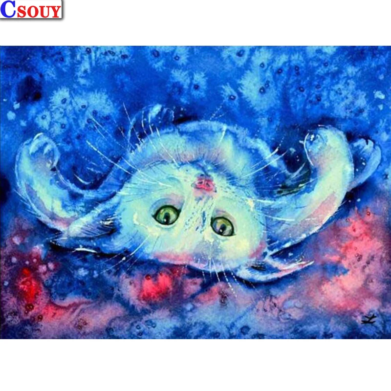 

Animals Diy Diamond Embroidery Blue Cat Diamond Mosaic Drawing Full Square Round Drill Diamond Painting Cross Stitch Home Decor