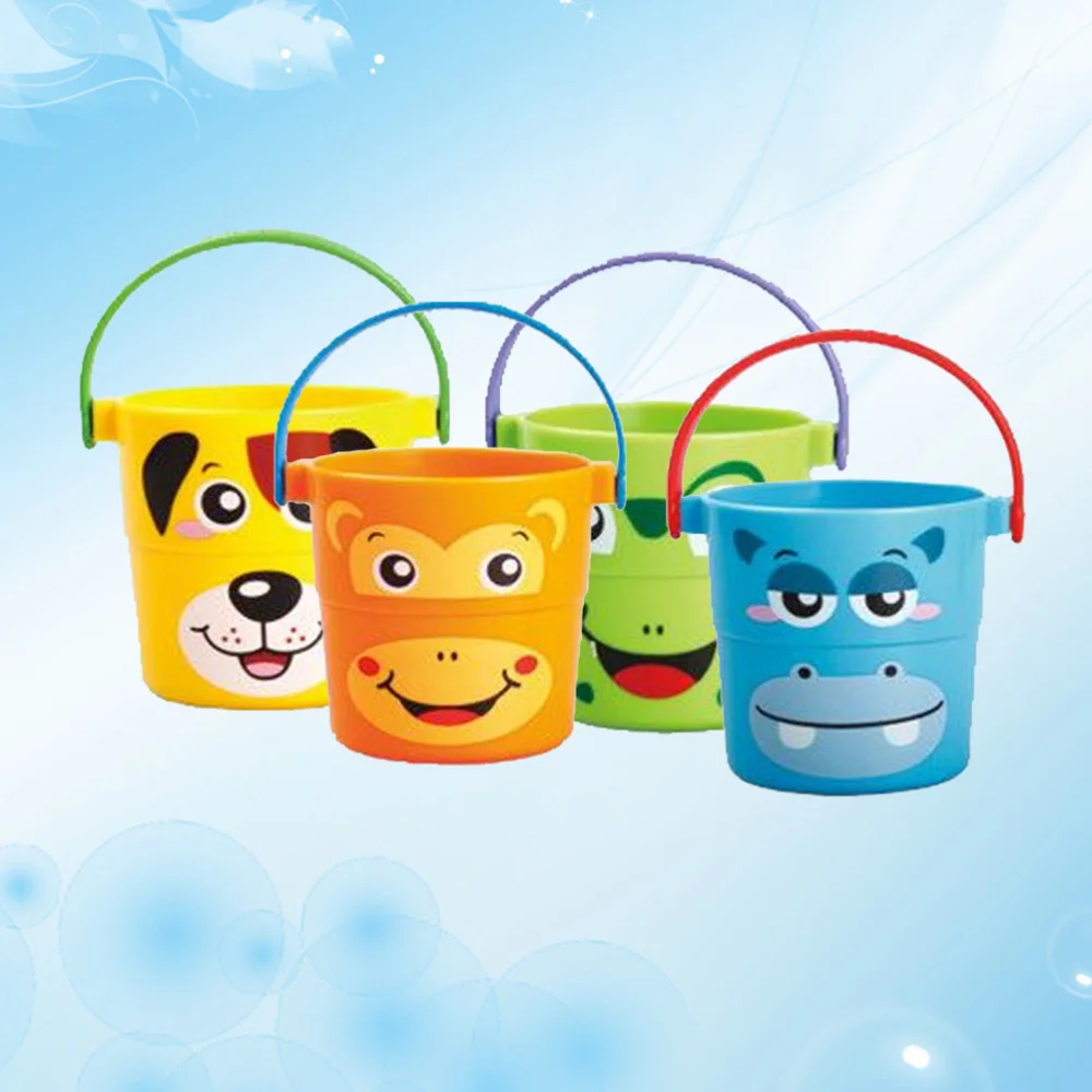 

4pcs Baby Animal Shape Bath Toys Stack and Pour Buckets Bathtime Fun Toys Stacking Bathing Game Water Tool Bathtub Water Game fo