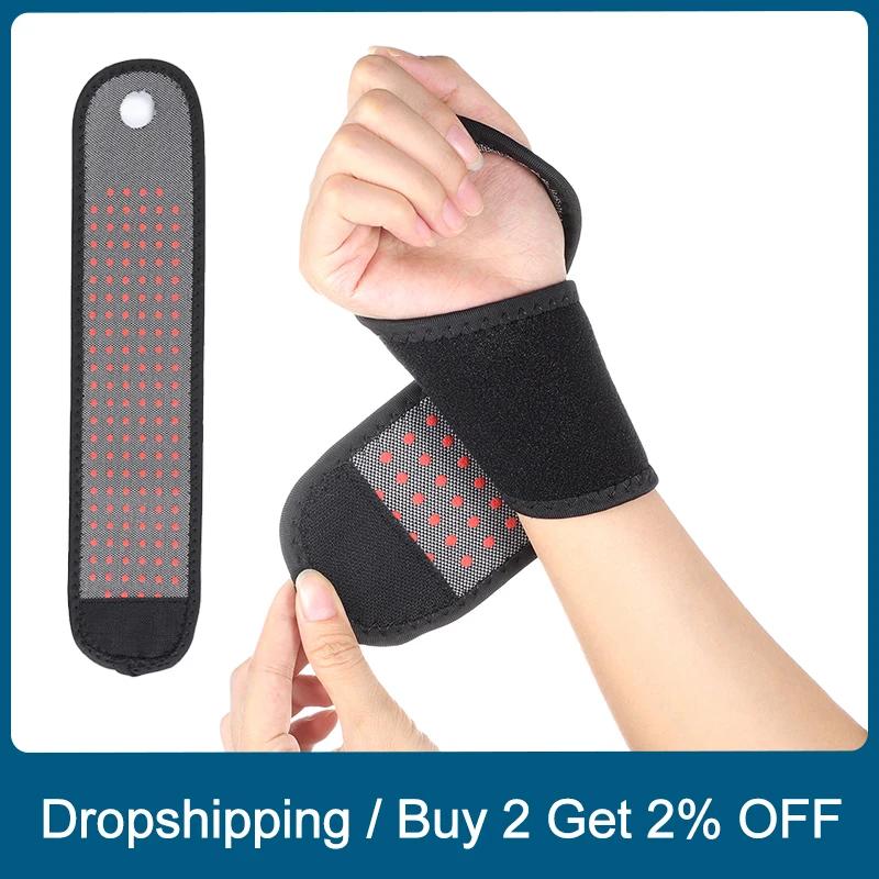 

1Pair Magnetic Therapy Self-Heating Wrist Brace Heated Hand Warmer Compression Support Belt Wrap Joint Pain Relief Wristband
