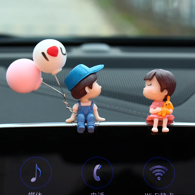 

Cute Car Interior Decoration Ornaments Creative Cartoon Couple Anime Auto Center Console Decoration For Car Interior Accessories