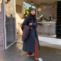 dark gray woolen overcoat womens korean version straight tube shows thin and versatile casual thickened girls woolen overcoat