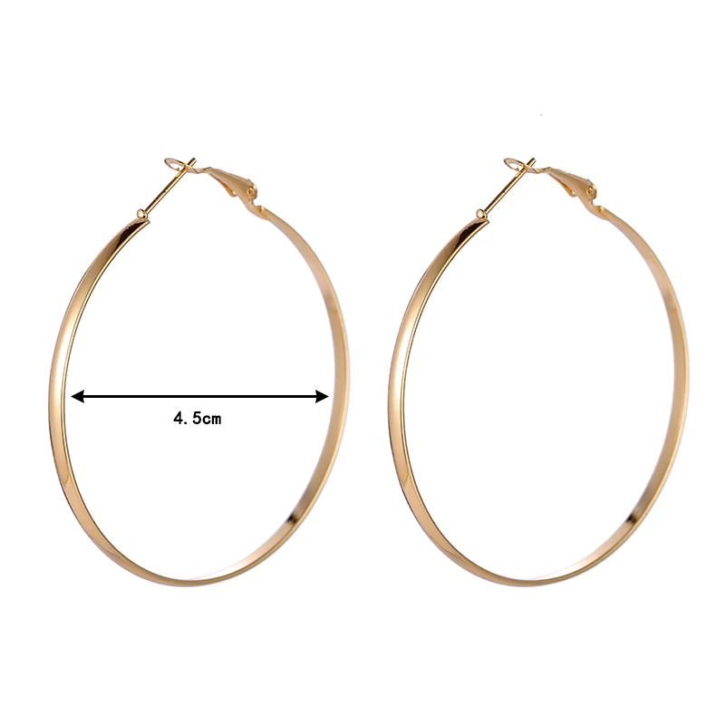 Gold4.5cm Модные женские металлические Золотые круглые серьги для женщин, вечерние Простые Ювелирные изделия, женские большие круглые серебряные серьги-кольца в стиле панк, Brincos - Окраска металла: Gold4.5cm