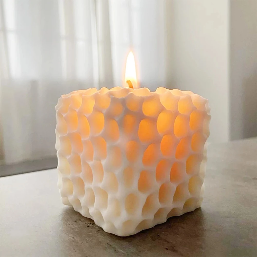 

Square Honeycomb Pattern Candle Mold Cylindrical Scented Candle Silicone Mold Gypsum Soap Molds DIY Candle Making Moulds