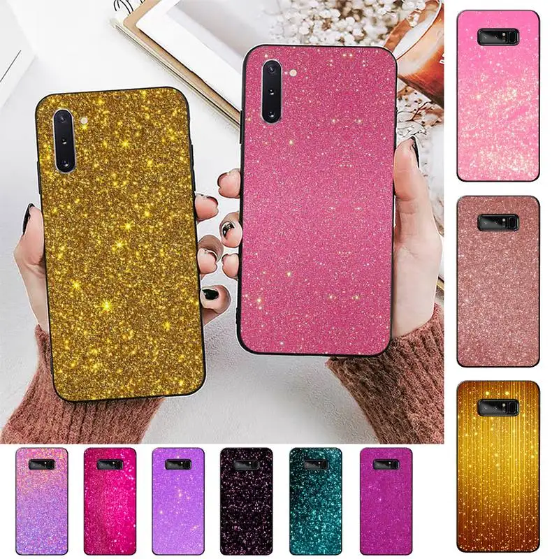 

FHNBLJ Gold Pink Glitter Phone Case for Samsung Note 3 4 5 7 8 9 10 20 pro lite ultra Oppo A9 2020