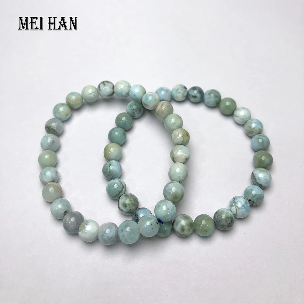 Meihan натуральная редкая Доминика Ларимар 7 5-8 мм (1 браслет/комплект) Гладкие
