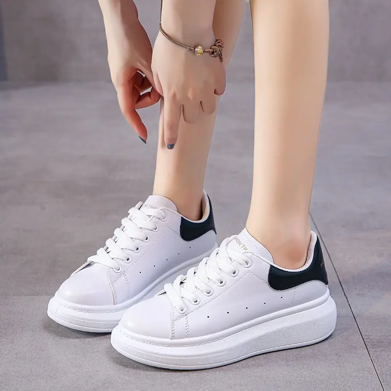 

2020 new slope heel sneakers autumn comfortable platform Lace-Up Casual walking student couple shoes shoes for women flats shoes