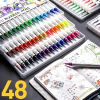 48 color water based ink real brush pen with soft tips kids adult coloring art sketching calligraphy coloring books manga