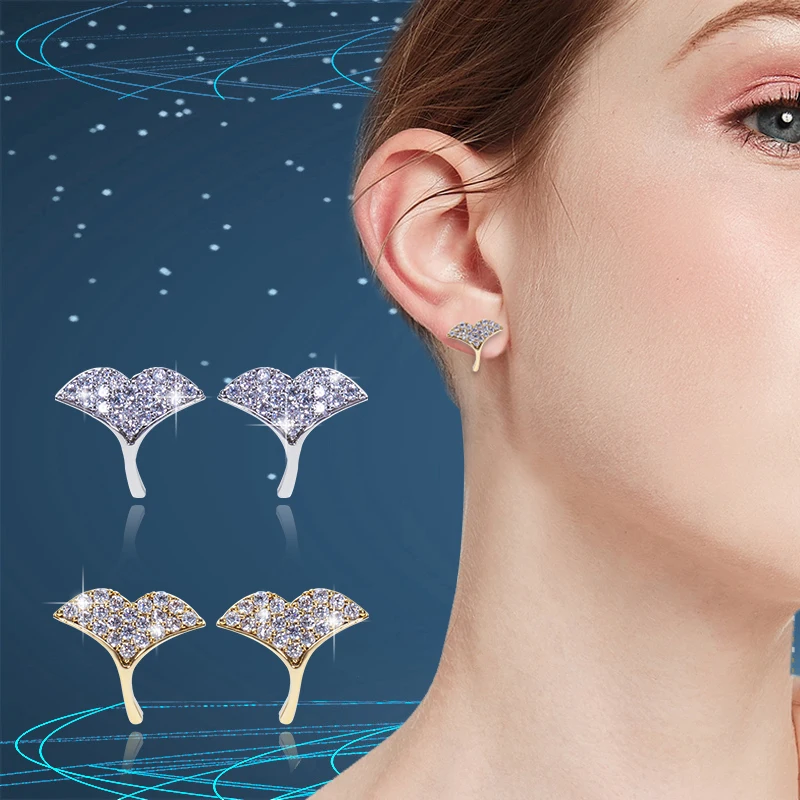 

Ant Angel Silver 925 Design Leaf Stud Earrings for Women Real Sterling Silver Luxury Brand Jewelry 2021 New Earrings