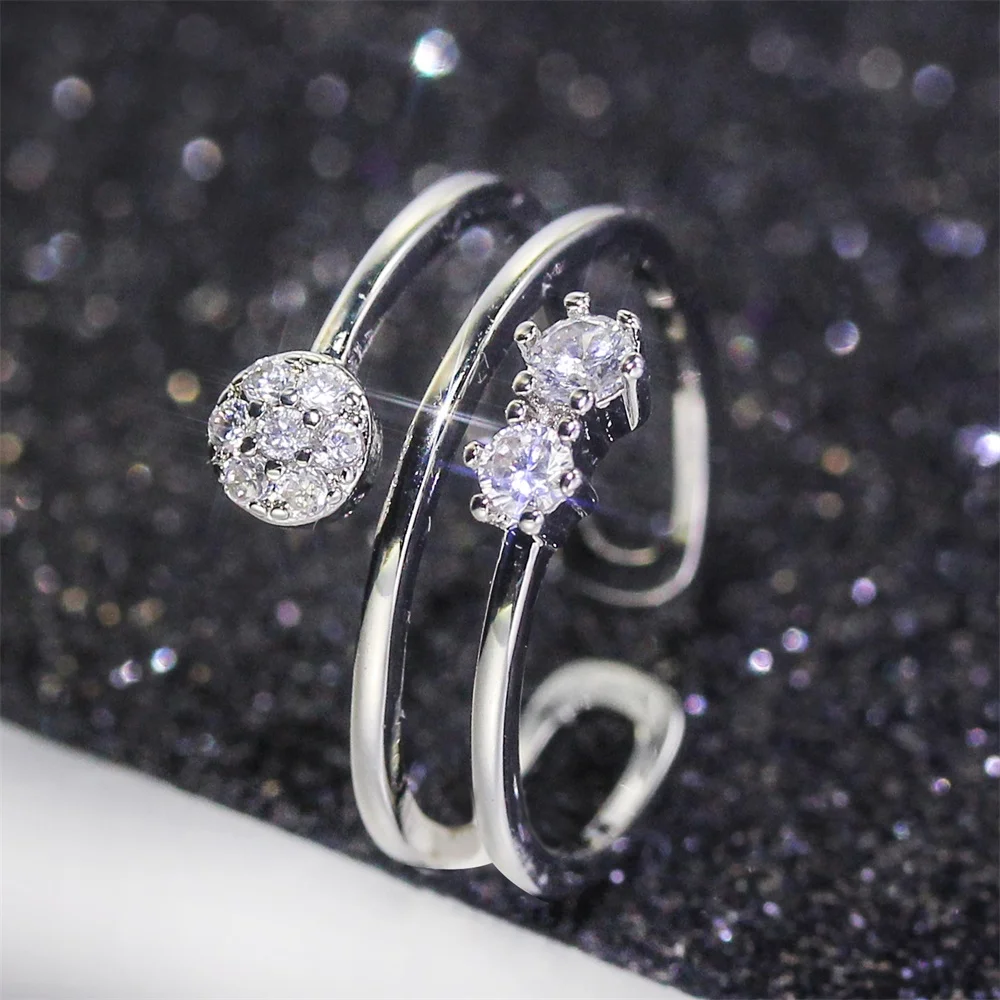 

Women Ring Irregular Adjustable Cubic Zirconia Ring Fashion Simplicity Glamour Wedding Ring Designed For Women Gift For Girl