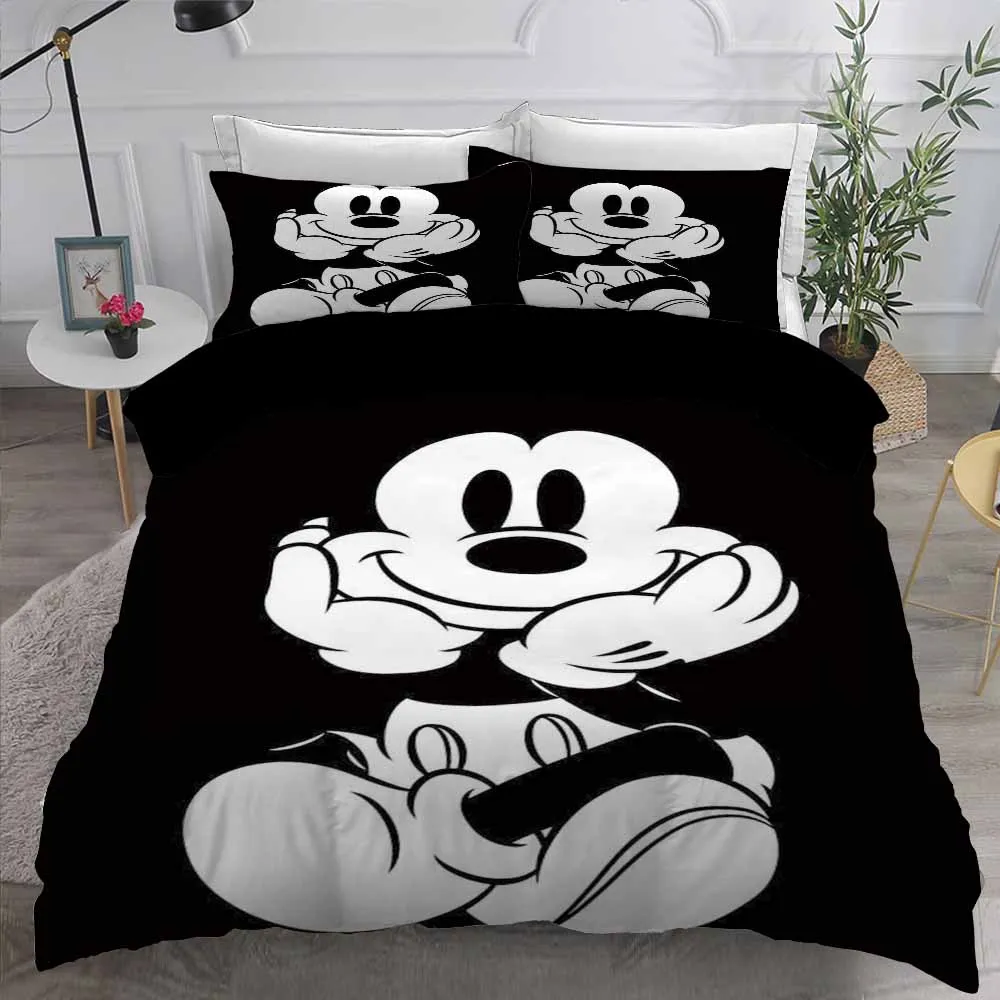 Disney Cute Mickey Mouse Bedding Set Quilt Cover 3D Home Bedroom Decor for Children Kids Boy Girl Queen King Size Bedding Set