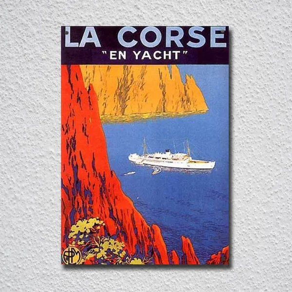 

La Corse RU яхта 1930 старый стиль объявление жестяная вывеска металлический знак металла плакат с металлическим декором