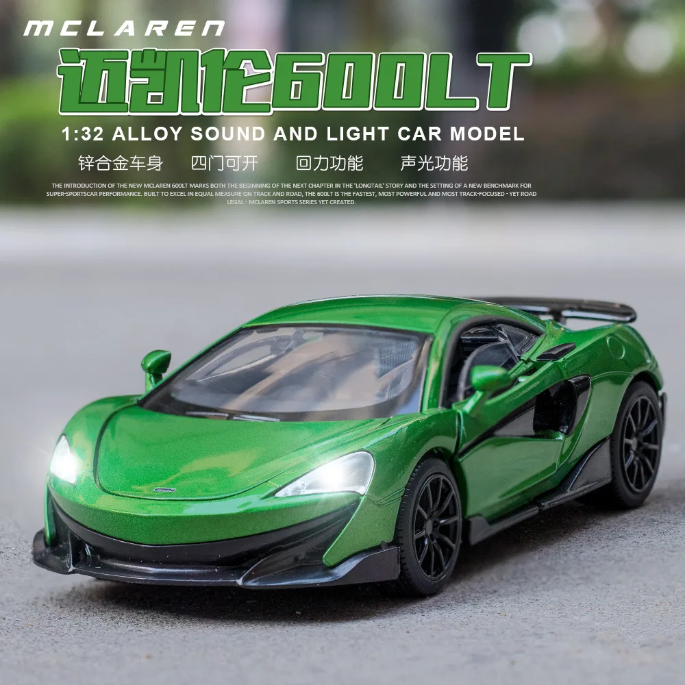 

KIDAMI 1:32 Alloy Car Model McLaren 600LT Diecast Metal Supercar Toy Car with Sound Light Kids Toy Car Vehicles Boy Gifts