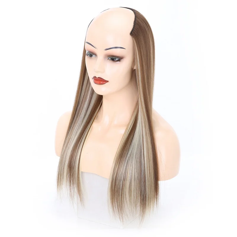 

WIGSIN 24Inch Long Straight Synthetic Hair 4clip in One Piece Synthetic Hair Extension Black Brown Extension Wigs for Women