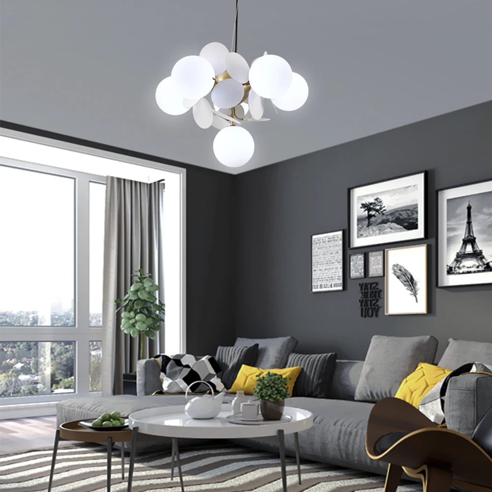 Современные стеклянные подвесные светильники с золотым виноградом в