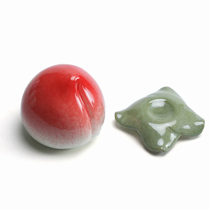 

Peach Tea Caddy Sealed Pot Ceramic Tea Pet Decoration Decoration Props Simulation Persimmon Jingdezhen Creative Trumpet tin