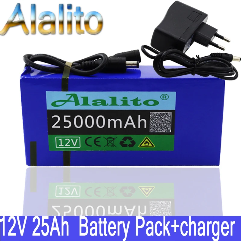 100% 12v 25000mAh литий ионный аккумулятор высокой емкости 12 6 v 25Ah AC зарядное устройство