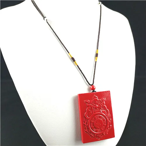 Ожерелье с подвеской в виде тигра из натурального Красного искусственного камня