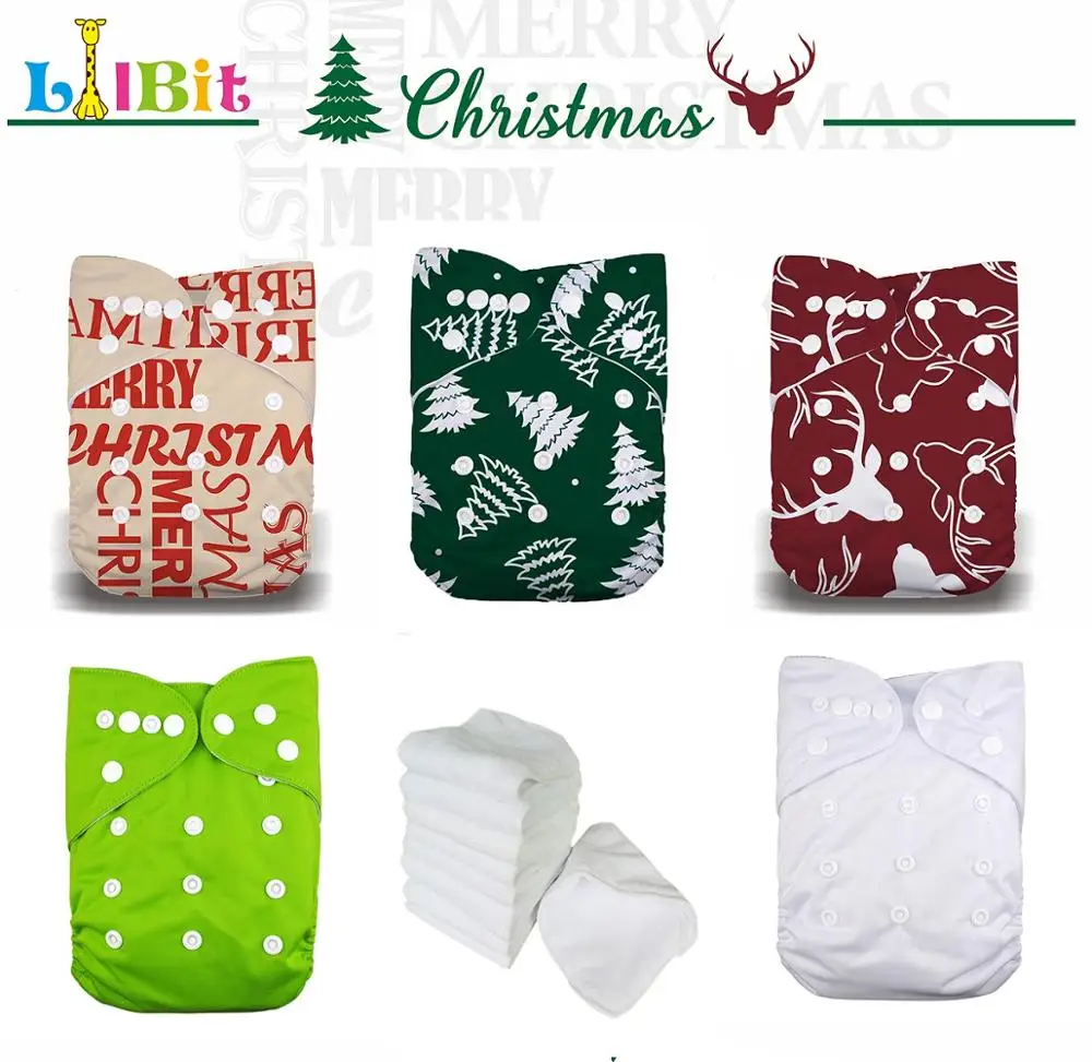 LilBit Праздничные рождественские Многоразовые детские тканевые подгузники для