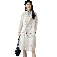 coat autumn and winter womens new fashion woolen coat female long section loose temperament double breasted winter coat women