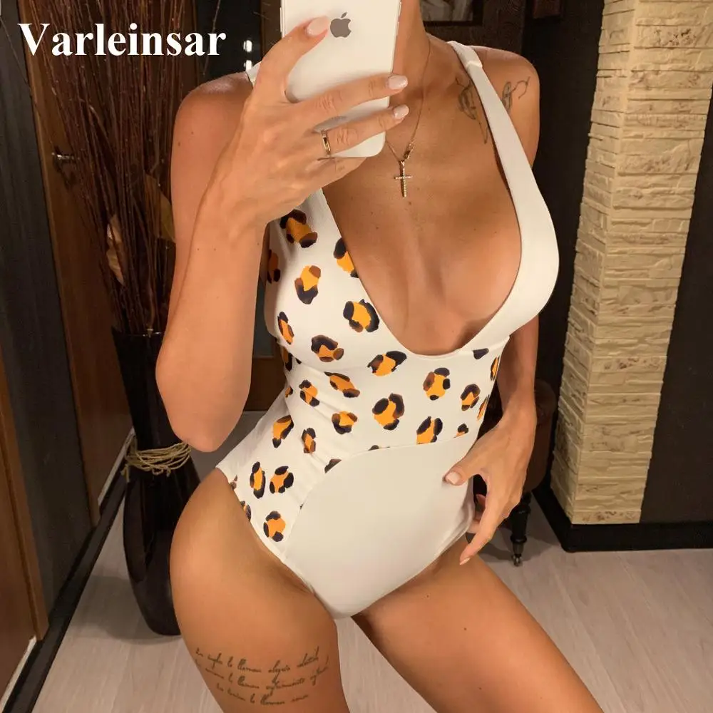 Новинка 2020 Цельный купальник женский купальный костюм с v-образным вырезом