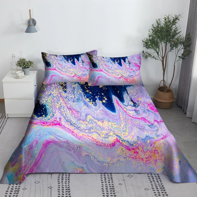 Постельное белье из полиэстера постельное с наволочкой позолоченное зеленым