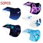 50 шт. одноразовая детская маска с мультяшным Рисунком бабочки маска для рта для детей для Девочек 3-Слойная одноразовая маска для детей