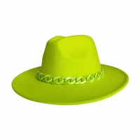 simple men women fluorescent green fedora jazz hat british style trilby party formal panama cap dress hat cowboy