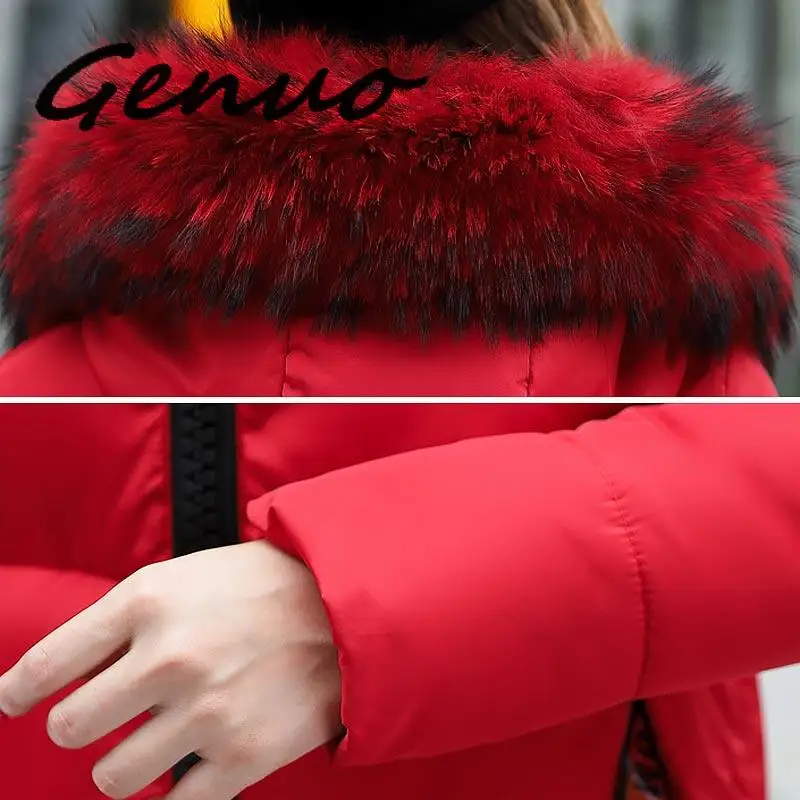 

Winter Jacket Women High Quality Coat Female 2019 Long Slim Solid Color Female Jackets Zip Fur Collar Women Jacket