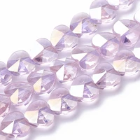100pcs ab color faceted heart beads electroplate glass loose spacer beads for earring necklaces jewelry making diy accessories