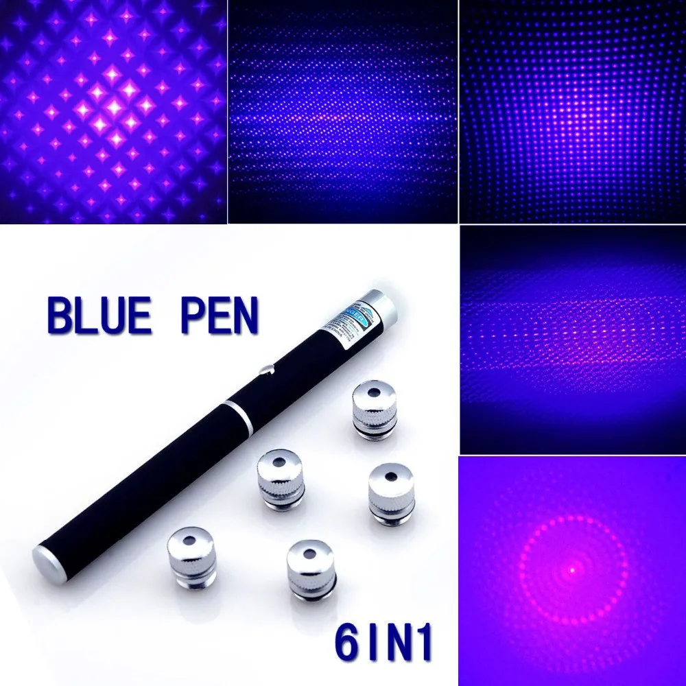 

Best Price 10PC 5mw Beam 6in1 Blue Violet Laser Pointer Puntero Laser Apresentador PPT Lazer Pen Jogo De Luz + Star Cap
