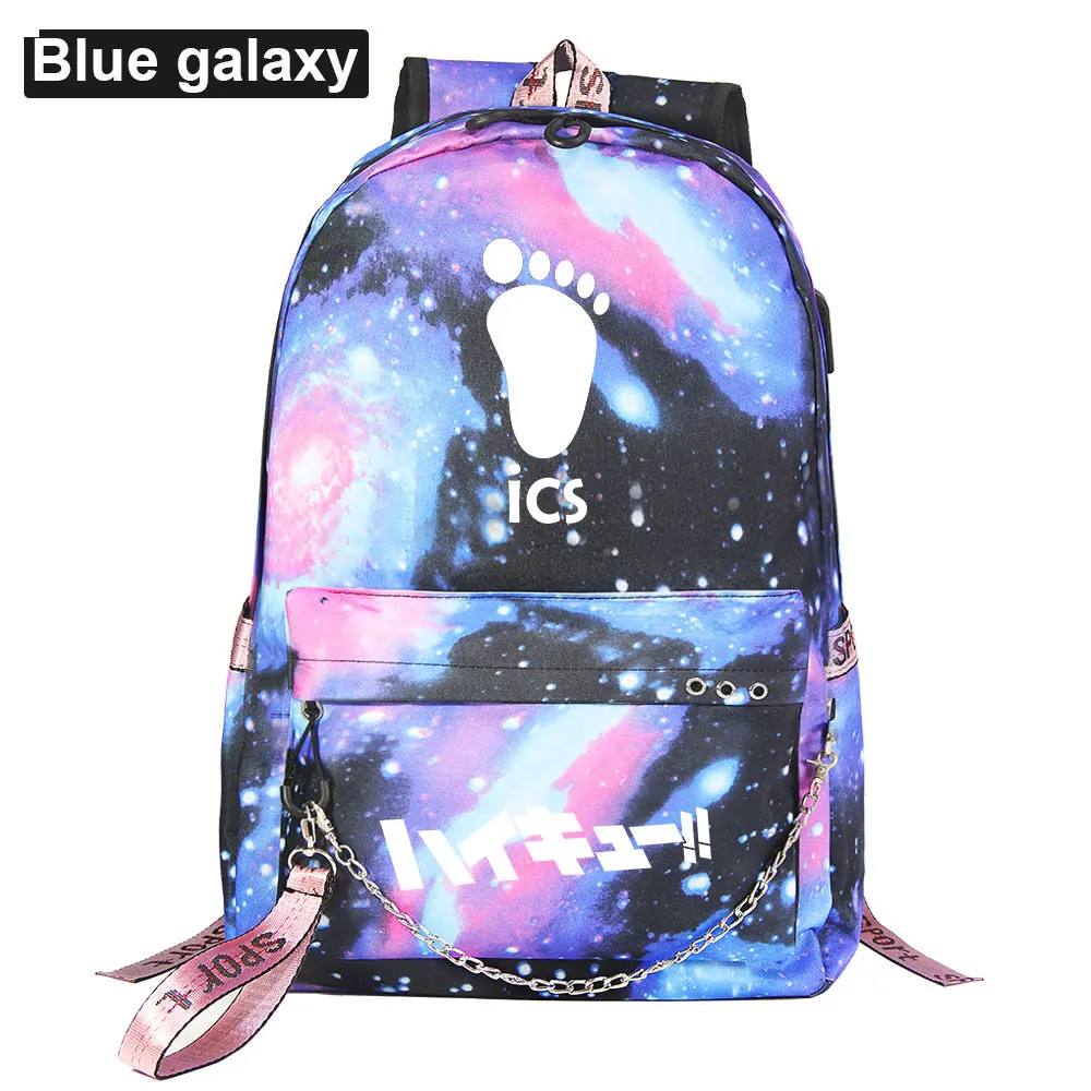 

New Kawaii Volleyball Juvenile Prints Boys Girls Kids School bag Women USB Chain Backpack Canvas Men Bagpack Packsack Bookbag