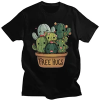 men fashion free hug plants cactus print womens female graphic t shirt t shirt streetwear camisas tee shirt tees t shirts
