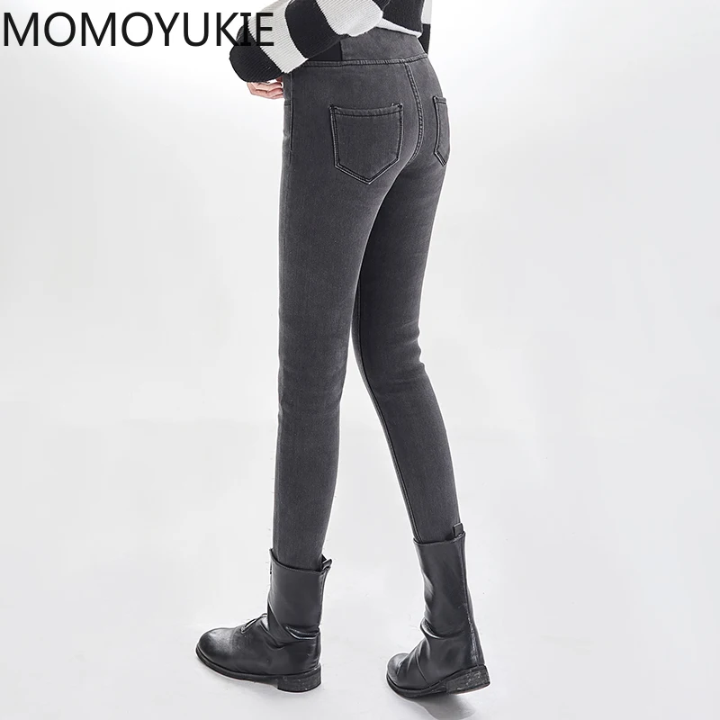 Для мамы Повседневные плотные джинсовые штаны теплые размера плюс женские