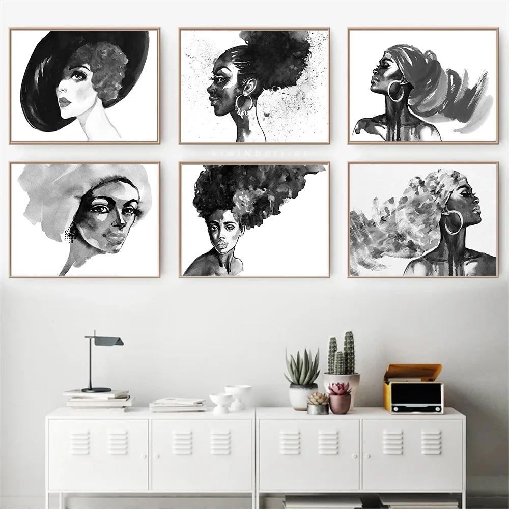 

Fashion Beauty Women Wall Art Poster Cap Earrings Art Print Black And White Canvas Painting Vintage Pictures Living Room Decor