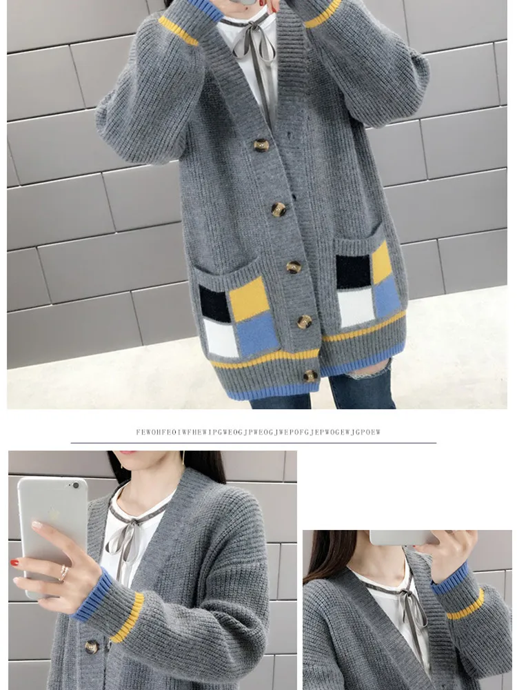 Ladies long knit trench coat jacket pocket button up long sleeve warm autumn coat with pocket casual top