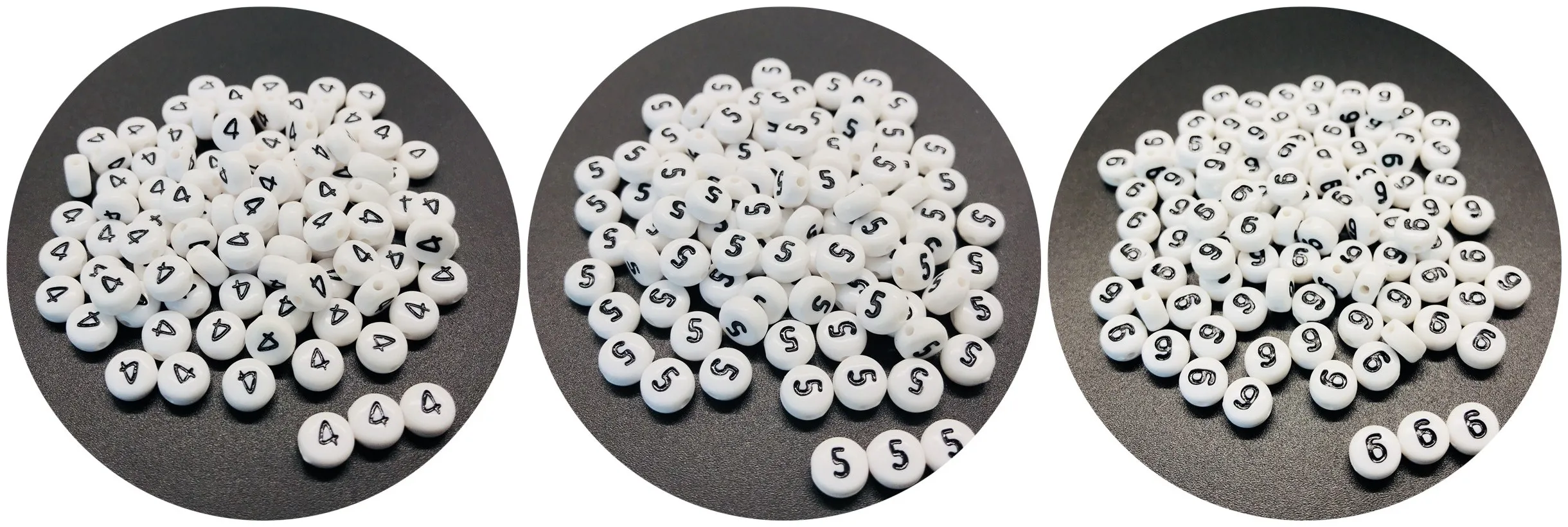 Бусины акриловые плоские круглые арабские цифры 100 4x7 мм для самостоятельного