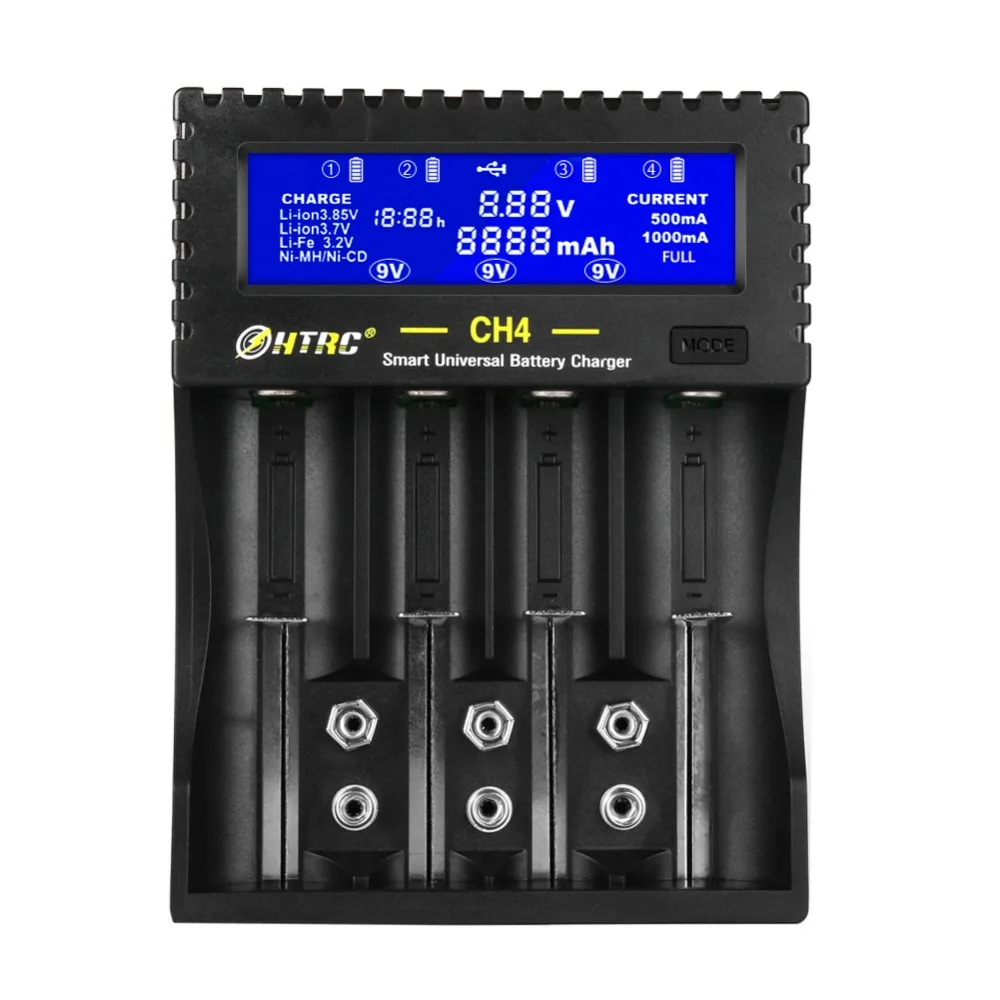 HTRC CH4 зарядное устройство Li-Ion Li-fe Ni-MH Ni-CD быстрая смарт-зарядка для 18650 26650 6F22 9V AA AAA 16340 14500 зарядное устройство