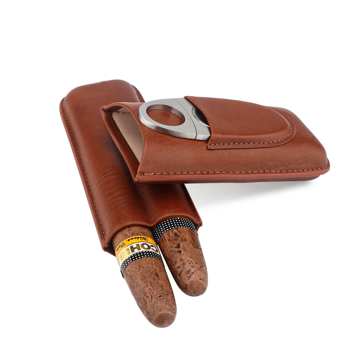 

The portable fashion Luxury 2 Finger Leather Travel хьюмидор для сигар чехол