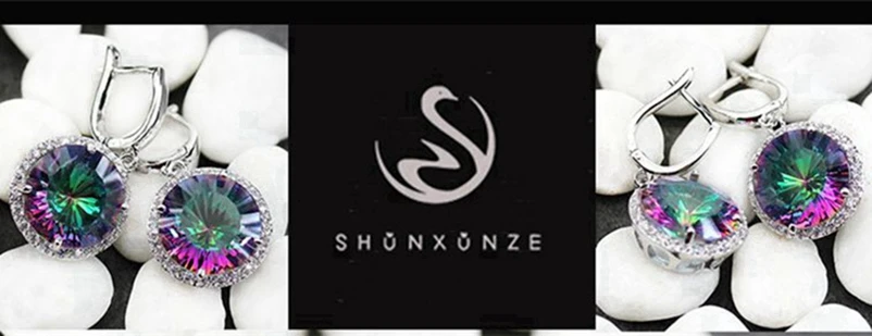 Серьги SHUNXUNZE для женщин, аксессуары, роскошный розовый фиолетовый светло-голубой Радужный кубический цирконий, посеребренный R146 R486 R737 R749