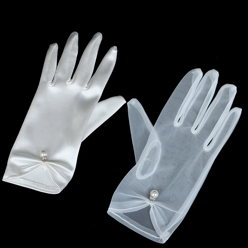 

1Pair Party Lace Gloves Wedding Bride White Short Lace Gloves Summer Sun Protector Gloves Translucent Wedding Accessories