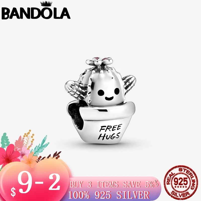 2020 новый 925 пробы серебро Free Hugs кактус шарма бусины подходят к оригиналу Pandora