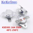 KSD301 250V 16A 40  135  c плоскостопие фиксированное кольцо, нормально закрытое, переключатель температуры 45 50 55 60 70 80 100 110 115 120 125 130 135C