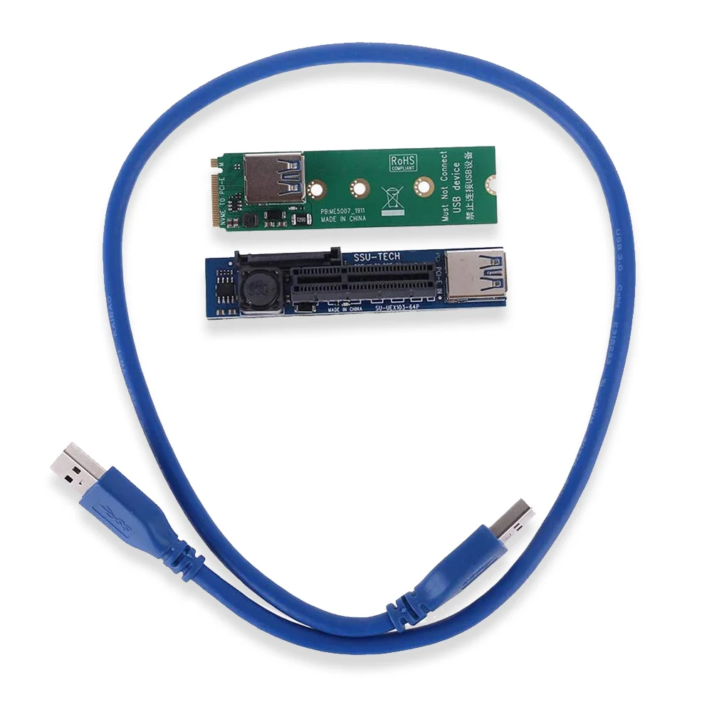 

Raiser NVME M.2 to PCI-E 4X Card Extension Port Adapter Extender Cards Connector PCIE Extender with 60cm USB3.0 Cable