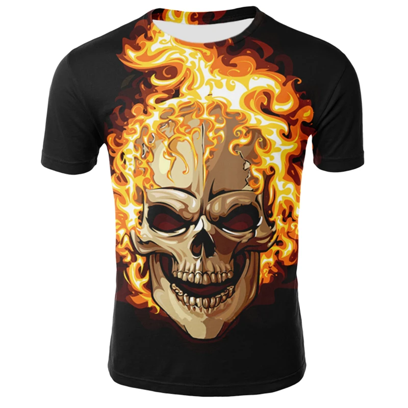 Мужская футболка с черепом модная летняя мужская коротким рукавом в стиле