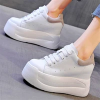 women genuine leather platform wedge high heel fashion sneakers hidden wedge increasing height oxfords party shoes casual