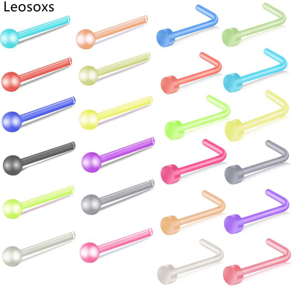 

Leosoxs 24 Pearl Effect Nose Nail Set L Straight Rod with Ball Piercing Jewelry Amazon Human Body Piercing Nose Ring